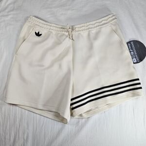 adidas Cream Athletic Shorts with Black Stripes